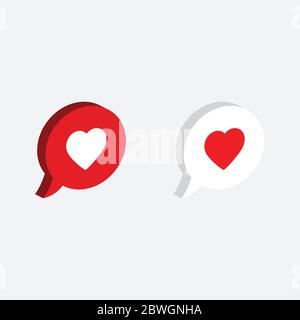 Chat symbol with heart isometric vector ICON Stock Vector