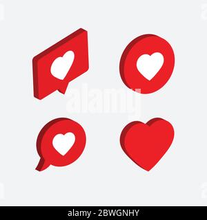 Chat symbol with heart isometric vector ICON Stock Vector
