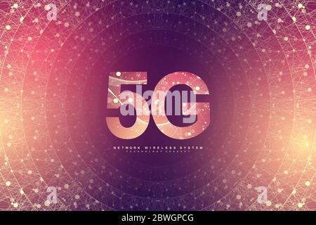 5G new wireless internet wifi connection background. Global network high speed network. 5G LTE aerial network connection background. Fastest internet Stock Vector