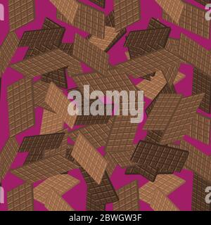 Milk Brown Chocolate Bar Seamless Pattern. Sweet Food. 3d Illustration Stock Vector