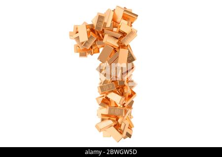 Number 1, from golden ingots. 3D rendering isolated on white background Stock Photo