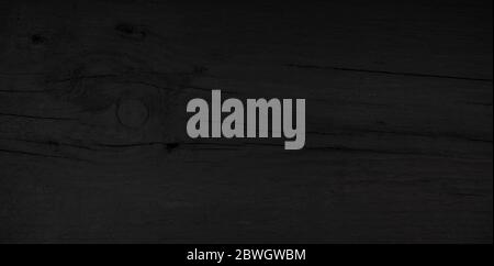 Panoramic black plank surface, dark wood texture Stock Photo
