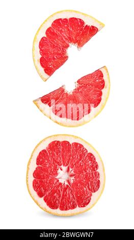 Grapefruit slices isolated on white background Stock Photo