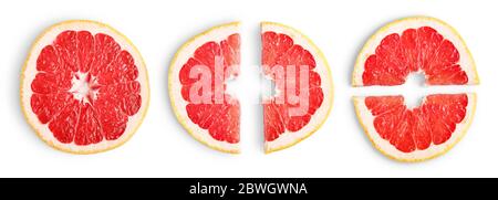 Grapefruit slices isolated on white background Stock Photo