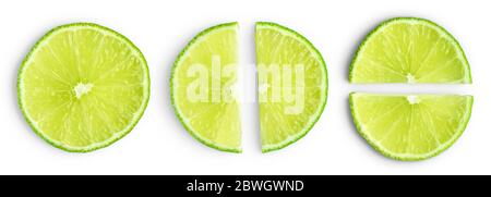 Lime slices isolated on white background Stock Photo