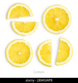 Lemon slices isolated on white background Stock Photo