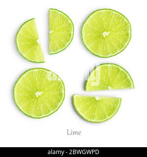 Lime slices isolated on white background Stock Photo