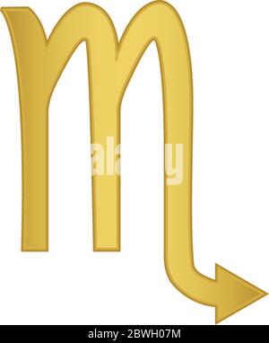 Golden Scorpion vector icon. Zodiac Sign. Scorpion Constellation. Stock Vector