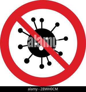No  germ icon prohibited sign. No viruses icon.  No bacteria sign. Antibacterial sympol vector Stock Vector