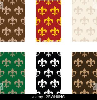 Fleur-de-lis seamless texture, pattern, background. Heraldic lily vector wallpaper Stock Vector