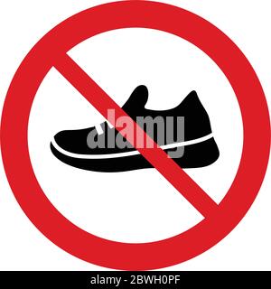 no shoes icon. Prohibited shoes icon .  no Sneakers  icon Stock Vector