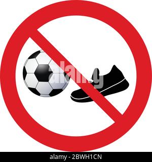 no play soccer icon. Prohibited soccer icon. Stock Vector