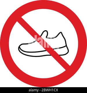 no shoes icon. Prohibited shoes icon .  no Sneakers  icon Stock Vector