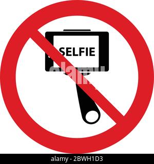 No selfie icon. prohibited sign.  No monopod icon. Stock Vector