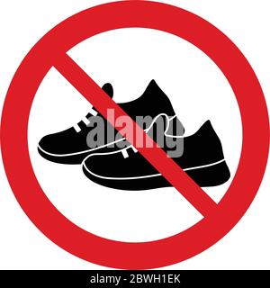 no shoes icon. Prohibited shoes icon .  no Sneakers  icon Stock Vector