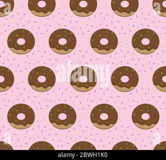 Vector seamless pattern with donuts  vector wallpapers, fabric, texture, background Stock Vector