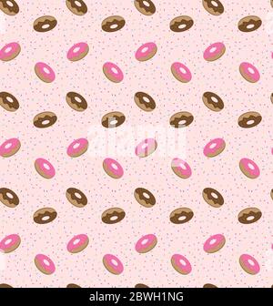 Vector seamless pattern with donuts  vector wallpapers, fabric, texture, background Stock Vector