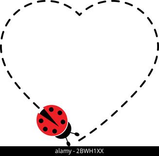 ladybug   path. ladybug   fly  heart route. heart path vector icon Stock Vector