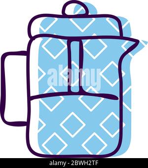 cafetiere with plunger line and fill style icon vector design Stock Vector