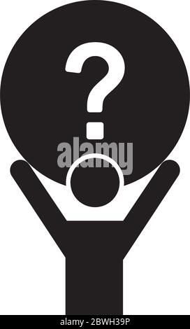 pictogram person holding up a question mark icon over white background ...