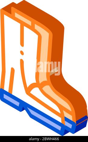 Waterproof Material Gumboots Shoes isometric icon vector illustration Stock Vector