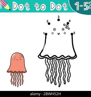 Dot to Dot Jellyfish Coloring Page for Kids Stock Vector Image &amp; Art ...