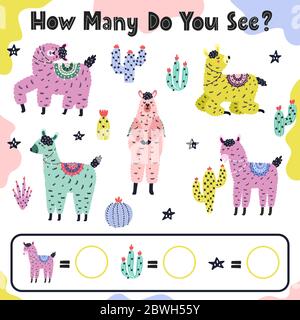 How many do you see - count and write Stock Vector