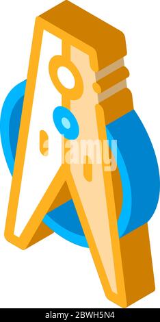Laundry Service Clothes Peg isometric icon vector illustration Stock Vector