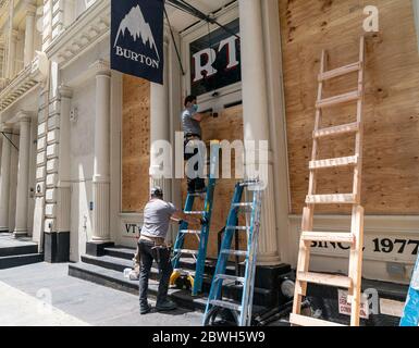 The Burton store in Soho in New York City selling snowboards and