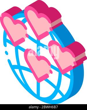 Universe Volunteers Support isometric icon vector illustration Stock Vector