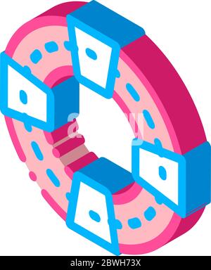 Volunteers Support Life Saver isometric icon vector illustration Stock Vector