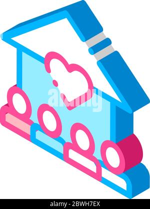 Volunteers Support House isometric icon vector illustration Stock Vector