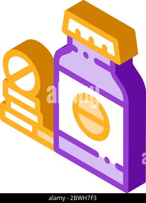 Bio Supplements Drugs Bottle isometric icon vector illustration Stock Vector
