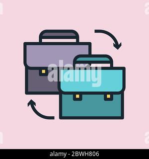 B2B (Business to Business). Digital marketing concept illustration, flat design linear style banner. Vector Illustration Stock Vector