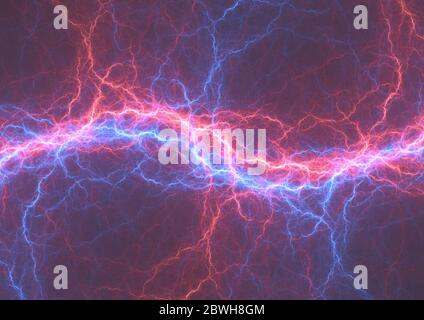 Fire and ice electrical lightning, abstract fractal background Stock Photo