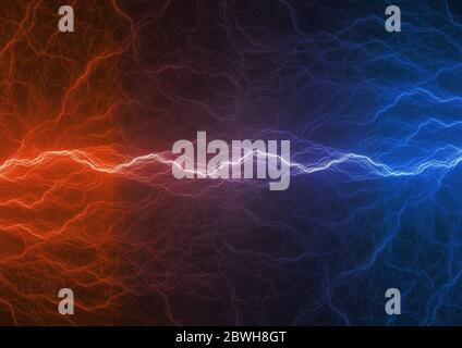 Fire and ice lightning, abstract electrical background Stock Photo