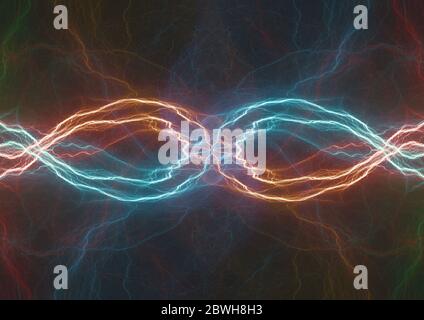 Fire and ice fractal lightning, abstract plasma background Stock Photo