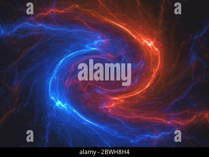 Fire and ice plasma, abstract lightning background Stock Photo