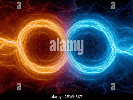 Fire and ice lightning, abstract electrical background Stock Photo