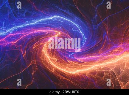 Fire and ice plasma lightning, abstract electrical background