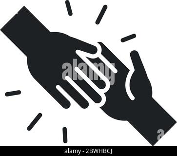 donation charity volunteer help social handshake assistance silhouette style icon vector illustration Stock Vector