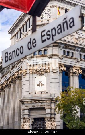 Metro Banco de España e Instituto Cervantes (Edificio de las Cariátides). Madrid. España Stock Photo