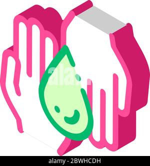 Hands And Drop Moisturizer isometric icon vector illustration Stock Vector