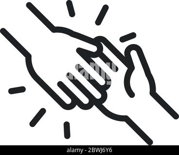 donation charity volunteer help social handshake assistance line style icon vector illustration Stock Vector