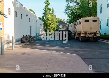 St. Paul, United States. 01st June, 2020. Saint Paul, MN - June 1, 2020: National Guard during George Floyd Black Lives Matter protest on June 1, 2020 in Saint Paul, Minnesota. Credit: Jake Handegard/The Photo Access Credit: The Photo Access/Alamy Live News Stock Photo