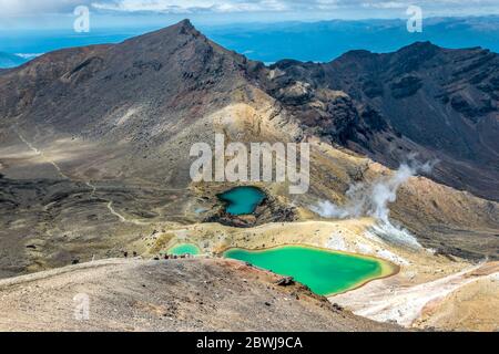 Emerald lakes are volcanic lakes on top of the tongariro volcanic massive, Tongariro crossing, New Zealand Stock Photo