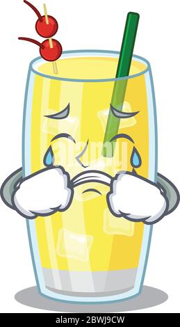 Sad Colada Pina colada cartoon character with sad expression. Vector illustration ...