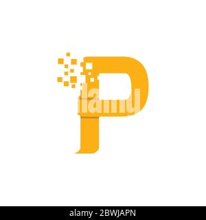 Letter P digital media typography technology logo vector design isolated on a white background. Stock Vector