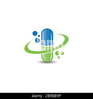 Capsule pharmacy drug medicine logo symbol vector design illustration Stock Vector