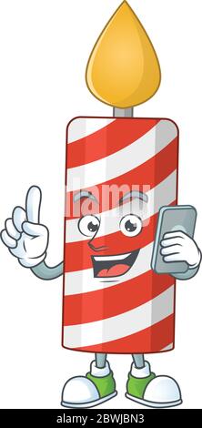 cartoon drawing concept of candle speaking with friends on phone Stock Vector